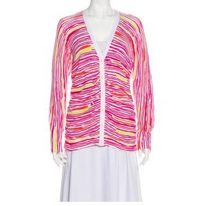 LAFFAYETTE 148 STRIPPED V-NECK SWEATER